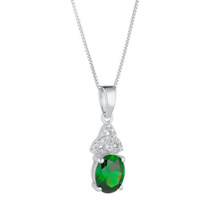 STERLING SLIVER CZ TRINITY BIRTHSTONE NECKLACE MAY