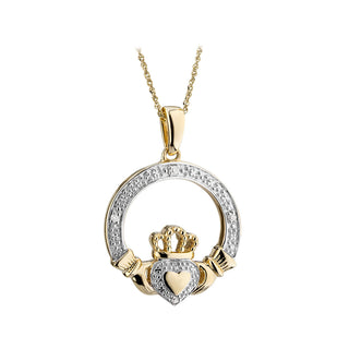 10K DIAMOND CLADDAGH NECKLACE