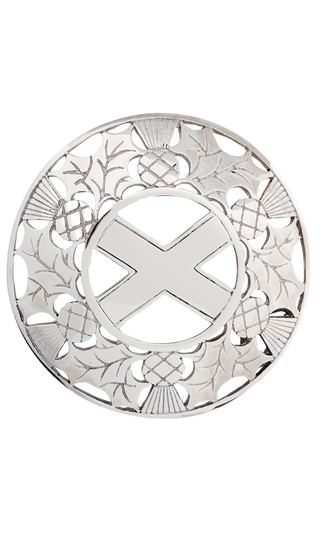 Open Thistle/Saltire Plaid Brooch