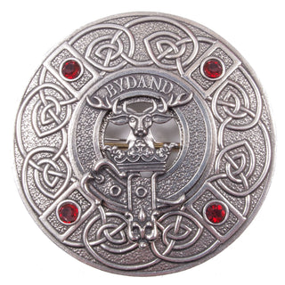 Clan Crested Saltire Gem Plaid Brooch