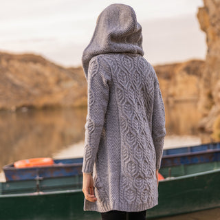 Ladies Classic Fit Long Cardigan with Hood