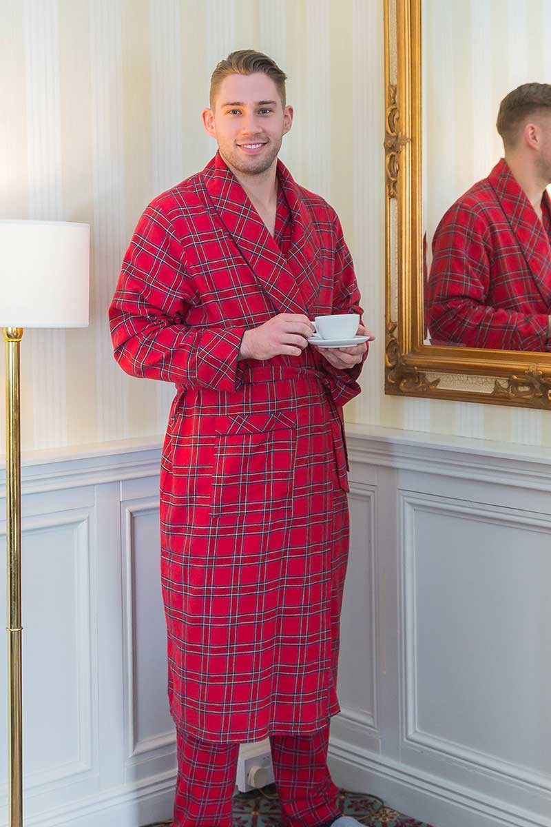 Unisex cotton flannel robe – Plaid Place1