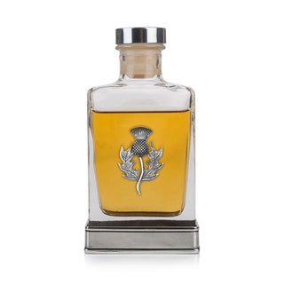 Handcrafted Thistle Glass & Pewter Hip Flask