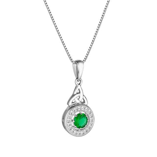 STERLING SLIVER CLUSTER GREEN CZ TRINITY KNOT NECKLACE