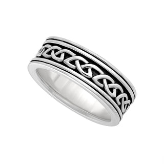 SILVER GENTS OXIDISED CELTIC KNOT BAND