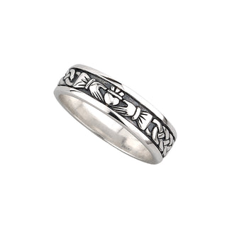 STERLING SILVER LADIES OXIDISED CLADDAGH BAND