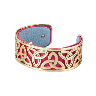 GOLD PLATED LEATHER TRINITY CUFF BANGLE