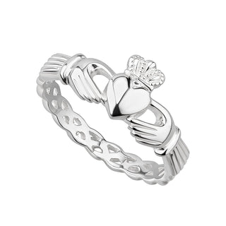 STERLING SILVER WEAVE LADIES CLADDAGH RING