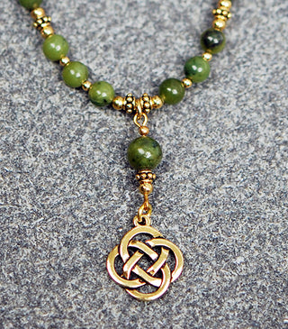 Connemara Marble with Gold Details with Celtic Knot Drop