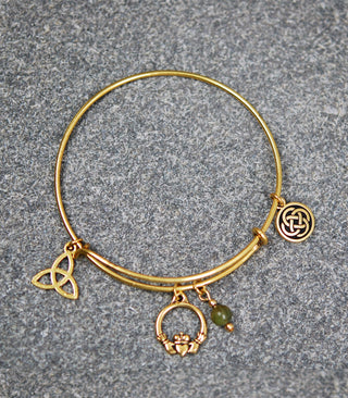 Wire Bracelet with Claddagh and Connemara Marble