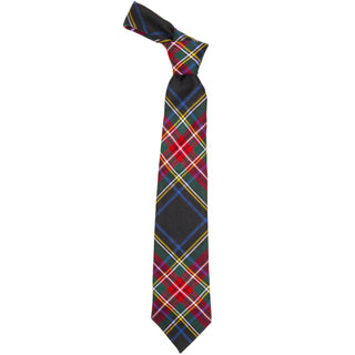 Stewart Black Modern Scottish Tartan Plaid Tie For Men | 100% Worsted Wool | Made in Scotland