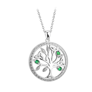 STERLING SLIVER CRYSTAL ILLUSION TREE OF LIFE NECKLACE