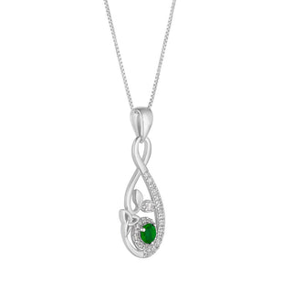 STERLING SLIVER GREEN CRYSTAL TRINITY TREE NECKLACE