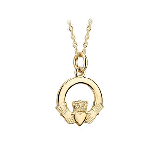 10K GOLD SMALL CLADDAGH NECKLACE